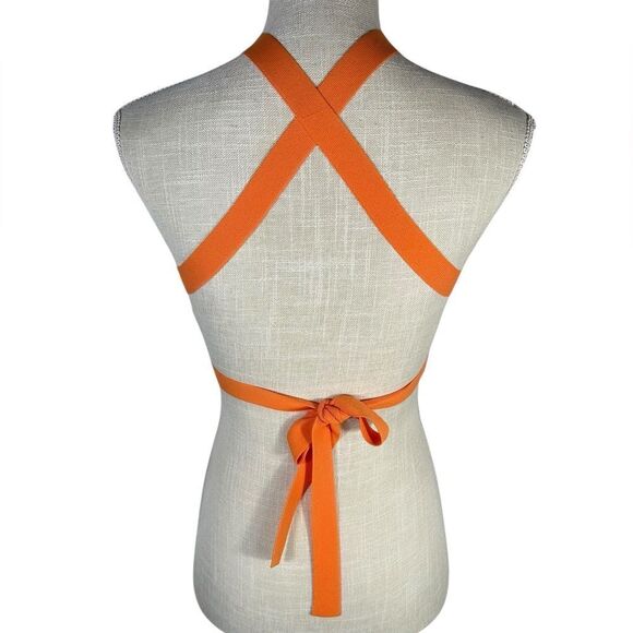 Princess Polly Orange Sculpt Knit Criss Cross Halter  Ribbed Cropped Tank Top - Picture 5 of 10